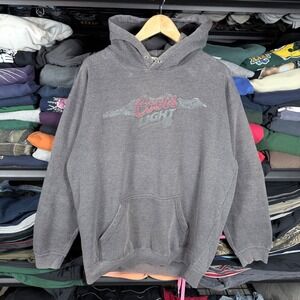 vintage 2006 Coors Light Gray Hoodie Sweatshirt Mens Large L faded